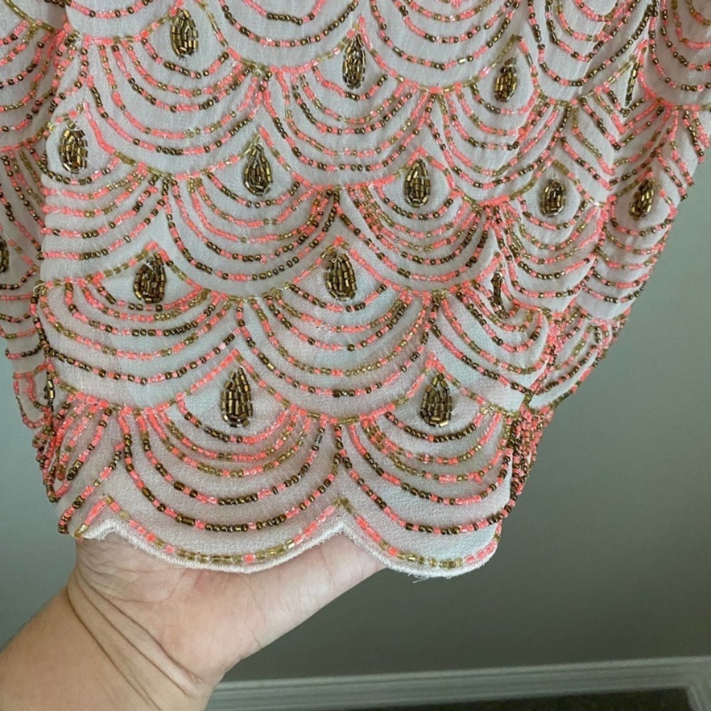 Anthro Moulinette Soeurs Pink Beaded Dress Size 2 - Picture 3 of 13
